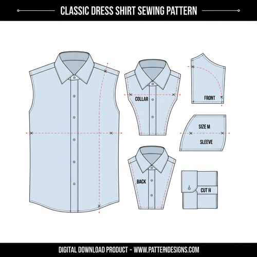 Men's Classic Dress Shirt Sewing Pattern