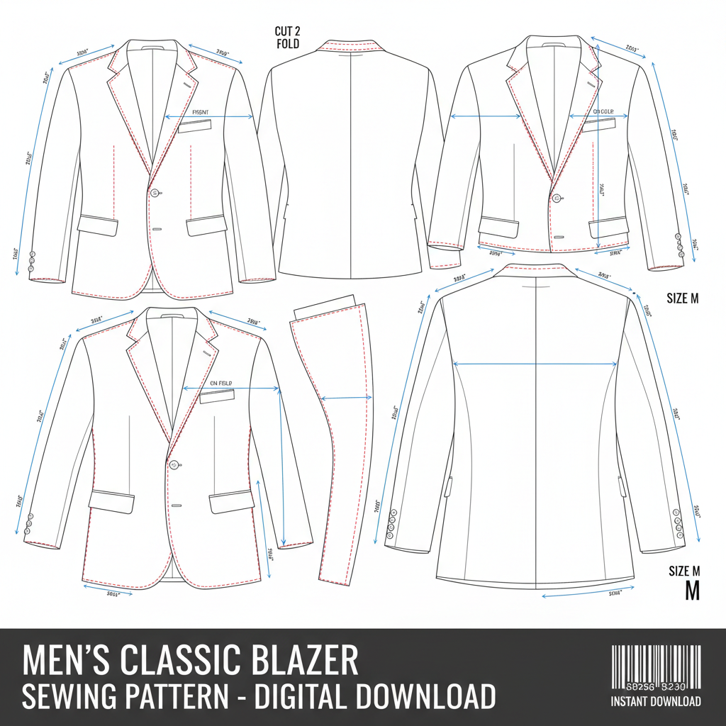 Men's Classic Blazer Jacket Sewing Pattern