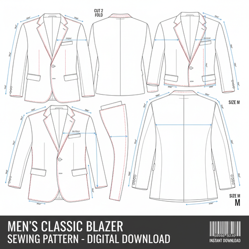 Men's Classic Blazer Jacket Sewing Pattern