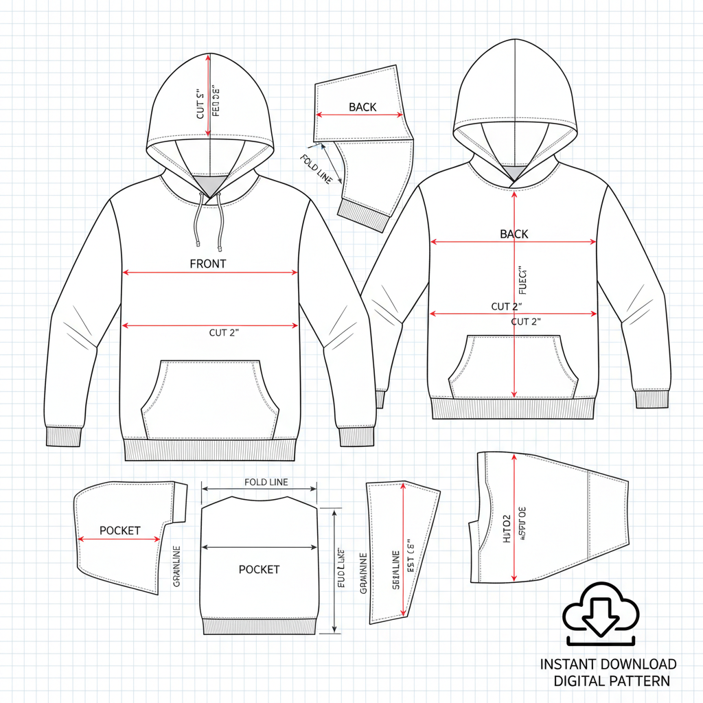 Men's Hoodie Sweatshirt Sewing Pattern