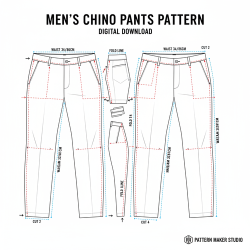 Men's Casual Chino Pants Sewing Pattern