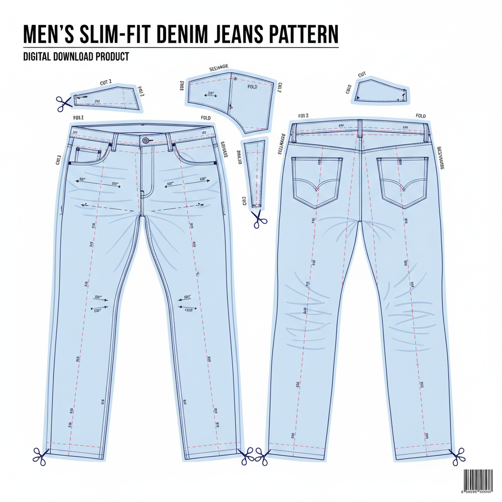 Men's Denim Jeans Sewing Pattern