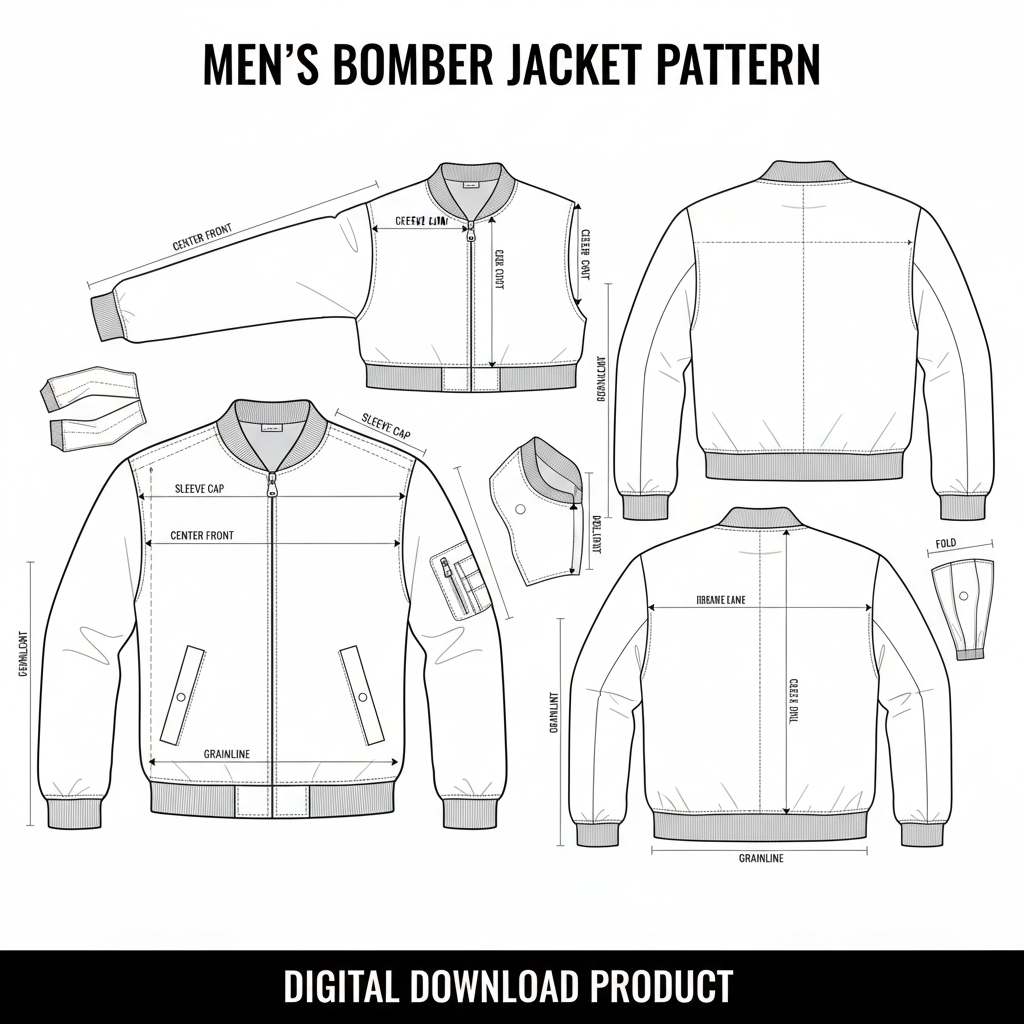 Men's Bomber Jacket Sewing Pattern